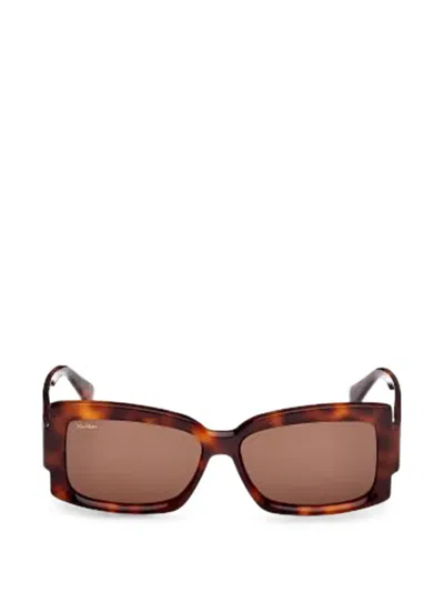 Max Mara Eyewear 长方形镜框太阳眼镜 In Brown