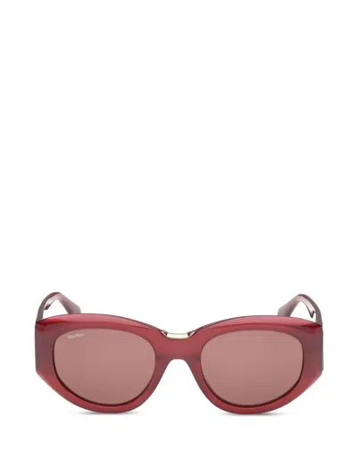 Max Mara Eyewear Shiny Oval-frame Sunglasses In Red