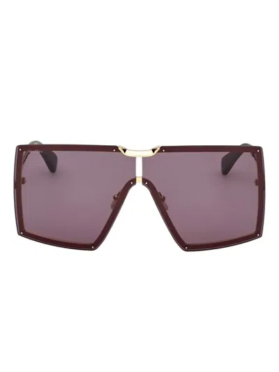 Max Mara Eyewear Square-frame Gold-detail Sunglasses In Brown