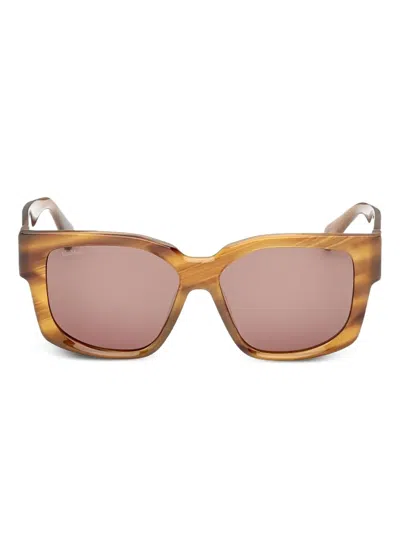 Max Mara Eyewear Striped Rectangle Sunglasses In Brown