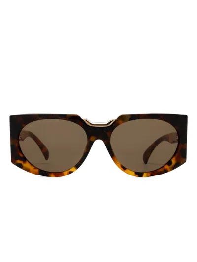 Max Mara Eyewear Tortoiseshell Geometric-frame Sunglasses In Brown