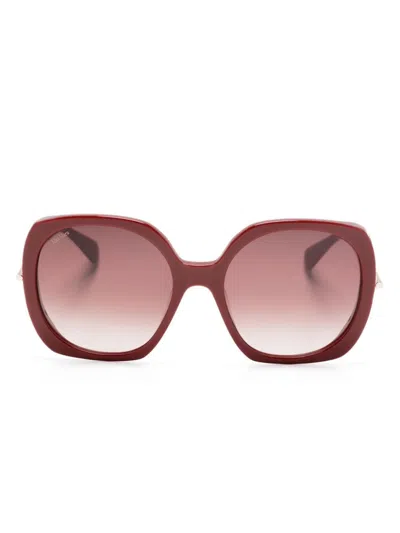 Max Mara Eyewear Two-tone Oversize-frame Sunglasses In Red