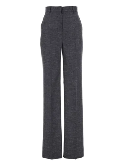 Max Mara Studio Melange Blue Wool Blend Eziana Pant In Multi