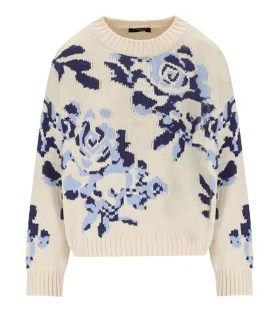 Max Mara Fabian Ivory Crewneck Sweater In Neutral