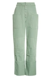Max Mara High Waist Straight Leg Pants In Sage Green