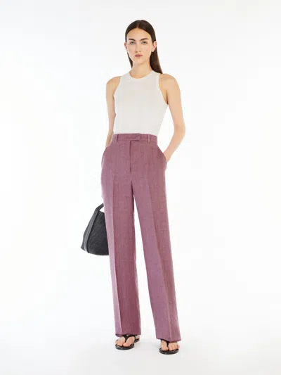 Max Mara Faded Linen Trousers In Pink