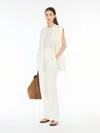Max Mara Faded Linen Trousers In White