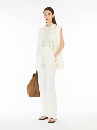 Max Mara Faded Linen Trousers In Neutral