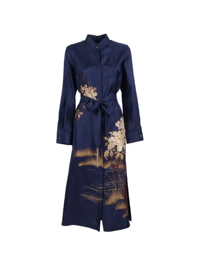 Max Mara Falange Floral-print Maxi Dress In Blue