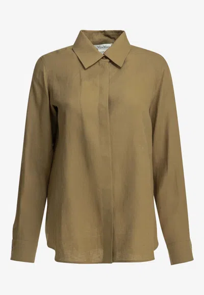Max Mara Falasco Buttoned Woven Shirt In Brown