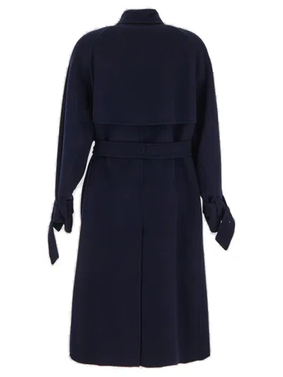 Max Mara Falcone Belted Trench Coat In Blue