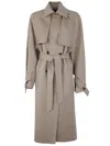 Max Mara Falcone Double Breasted Trench In Gray