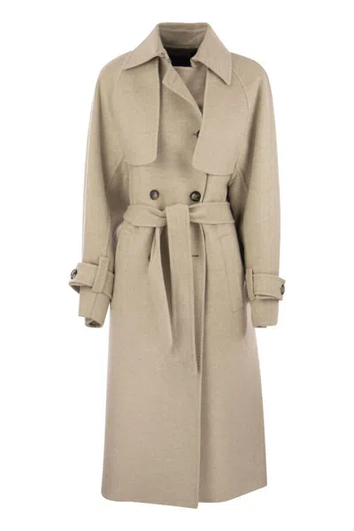 Max Mara Falcone Double Breasted Trench In Neutral