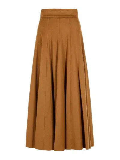 Max Mara A-line  Camel Leather Skirt In Brown