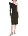 Max Mara Falda One-sleeve Ruffled Jersey Midi Dress In Black
