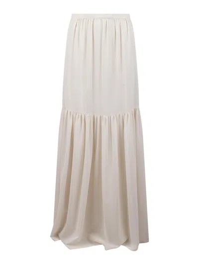Max Mara Long Skirt With Flounces In White