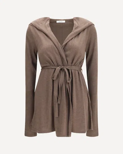Max Mara Falda Lyocell And Silk Blend Cardigan In Brown