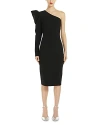 Max Mara Falda One-sleeve Ruffled Jersey Midi Dress In Black