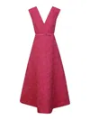 Max Mara A-line Midi Dress With Deep V-neckline In Pink