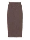 Max Mara Cotton With Denim Effect Long Skirt In Brown