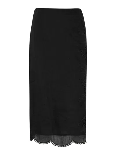 Max Mara Fify Ramie Skirt In Black