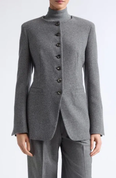 Max Mara Cashmere Crew-neck Jacket In Gray