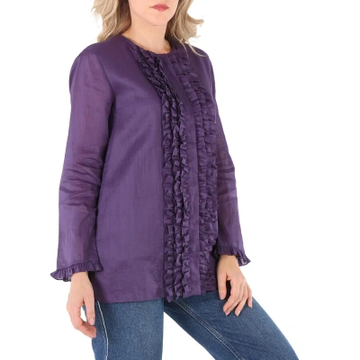 Max Mara Falla Ramie Fabric Long Sleeve Woven Shirt In N/a