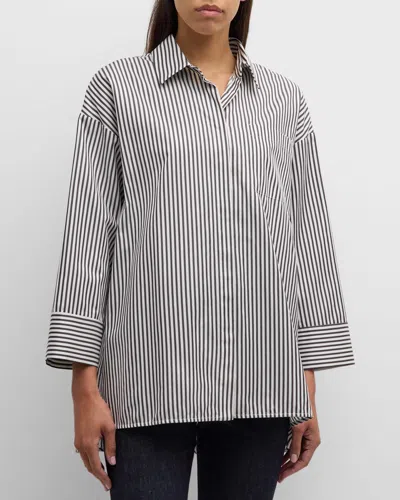 Max Mara Fano Striped Button-down Shirt In 003 Black