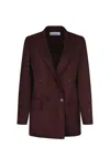 Max Mara Double-breasted Wool Blazer Jackets Bordeaux In Burgundy