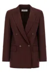 Max Mara Double-breasted Wool Blazer Jackets Bordeaux In Brown