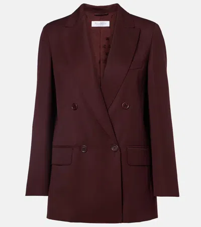 Max Mara Farad Double-breasted Virgin Wool Blazer In Burgundy