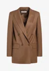 Max Mara Farad Double-breasted Wool Blazer In Brown