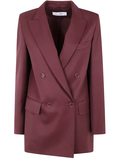 Max Mara "farad" Double Breasted Wool Jacket In Pink