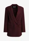 Max Mara Farad Wool Blazer In Burgundy