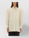 Max Mara Faraday Shirt With Puff Sleeves And Pocket In White