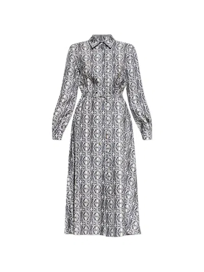 Max Mara Faraone Logo-print Midi Shirt Dress In Gray