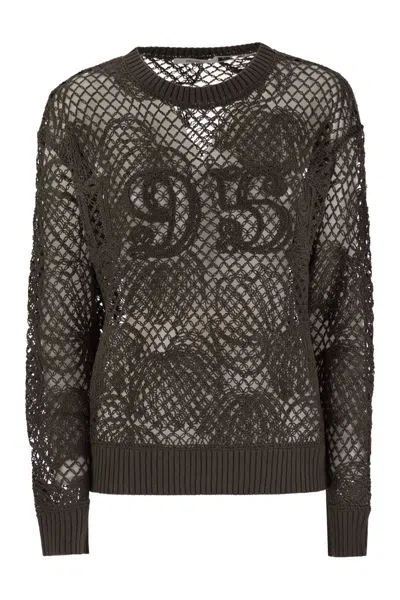 Max Mara Farea - Embroidered Cotton Sweater In Burgundy
