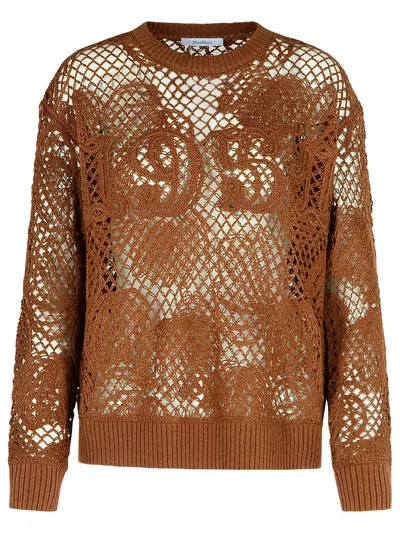 Max Mara 'farea' Brown Cotton Blend Sweater Women