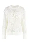 Max Mara Open-knit White Sweater With Textured Detail
