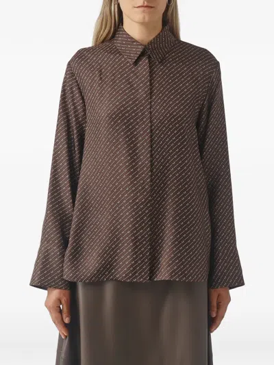 Max Mara Farea Monogram-print Silk Shirt In Brown