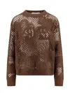 Max Mara Farea Embroidered Fishnet Sweater In Brown