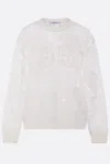 Max Mara Open-knit White Sweater With Textured Detail In Brown