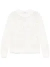 Max Mara Crew Neck Mesh Knit Top In Weiss