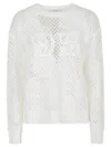 Max Mara Open-knit White Sweater With Textured Detail In White