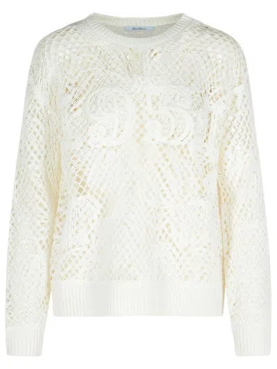 Max Mara 'farea' White Cotton Blend Sweater Women