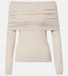 Max Mara Faretra Off-shoulder Cashmere Sweater In Neutral