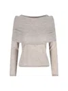 Max Mara 'faretra' Off-shoulder Sweater In Neutral