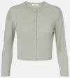 Max Mara Silk And Cashmere Crew Neck Cardigan In Green