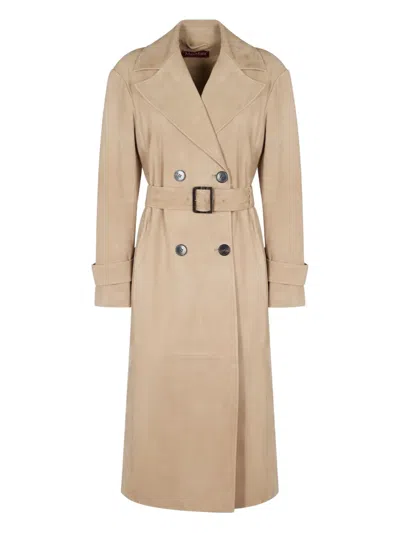 Max Mara Farnese Suede Double-breasted Trench Coat