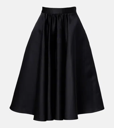 Max Mara Farneto Flared Satin Midi Skirt In Black
